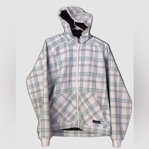 PATAGONIA Green/white plaid Jacket w/ fleece lining in excellent condition